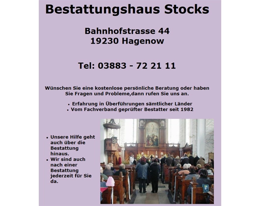 Galerie-Bild 1: Bestattungsinstitut Stocks aus Hagenow von Bestattungshaus Stocks 