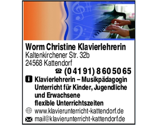 Galerie-Bild 2: Christine Worm aus Kattendorf von Worm, Christine Klavierlehrerin \u2013 Musikpädagogin